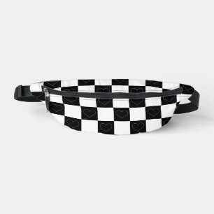 Checkerboard Hearts in zwart-wit Heuptasje