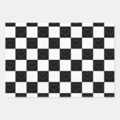 Checkerboard Hearts in zwart-wit Inpakpapier Vel (Voorkant 3)