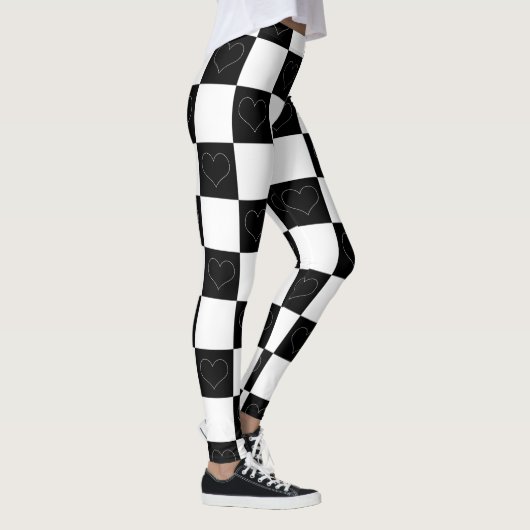 Checkerboard Hearts in zwart-wit Leggings (Rechts)