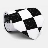 Checkerboard Hearts in zwart-wit Stropdas (Opgerold)