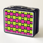 Checkerboard Hearts - Lime Green, Hot Pink & Black (Achterkant)