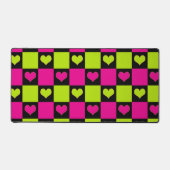 Checkerboard Hearts - Lime Green, Hot Pink & Black Bureaumat (Voorkant)