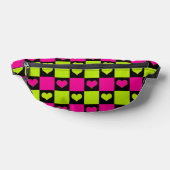 Checkerboard Hearts - Lime Green, Hot Pink & Black Heuptasje (Liggend)
