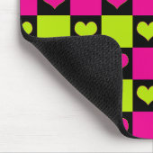 Checkerboard Hearts - Lime Green, Hot Pink & Black Muismat (Hoek)