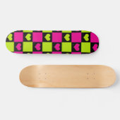 Checkerboard Hearts - Lime Green, Hot Pink & Black Persoonlijk Skateboard (Horizontaal)