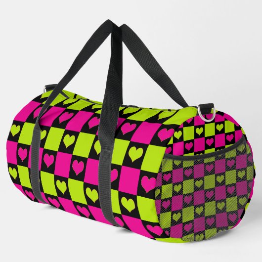 Checkerboard Hearts - Lime Green, Hot Pink & Black Plunjezak (Rechterhoek)