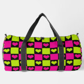 Checkerboard Hearts - Lime Green, Hot Pink & Black Plunjezak (Achterkant)