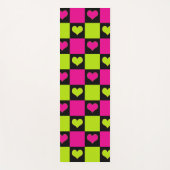 Checkerboard Hearts - Lime Green, Hot Pink & Black Yogamat (Voorkant)