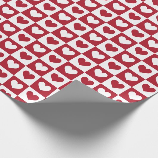 Checkerboard Hearts Pattern Valentijnsdag Cadeaupapier (Hoek)