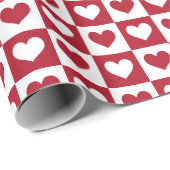 Checkerboard Hearts Pattern Valentijnsdag Cadeaupapier (Rol Hoek)