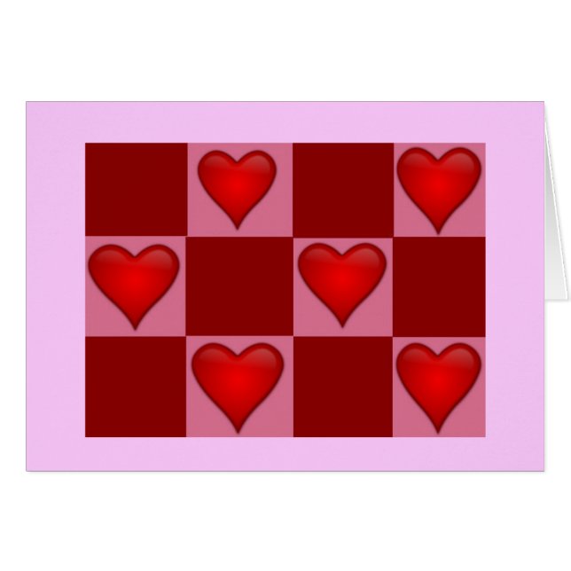 Checkerboard Hearts Wenskaart (Voorkant Horizontaal)