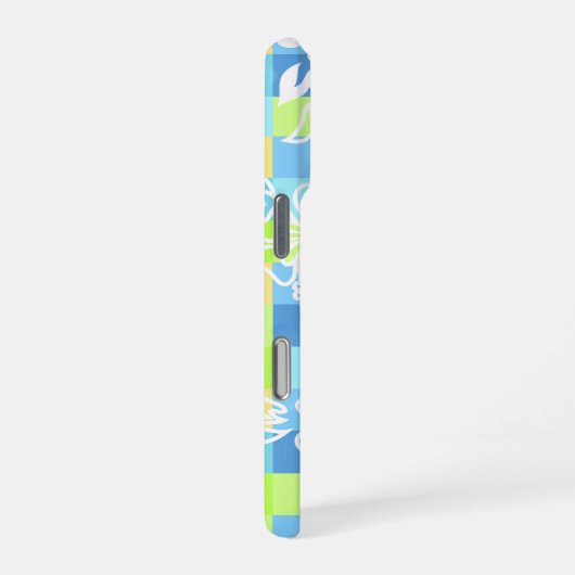 Checkerboard Hibiscus Hawaiian Floral iPhone Hoesje (Rechterkant)