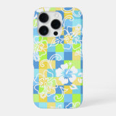 Checkerboard Hibiscus Hawaiian Floral iPhone Hoesje (Achterkant)