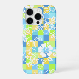 Checkerboard Hibiscus Hawaiian Floral iPhone 16 Pro Hoesje