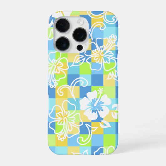 Checkerboard Hibiscus Hawaiian Floral iPhone Hoesje (Achterkant)