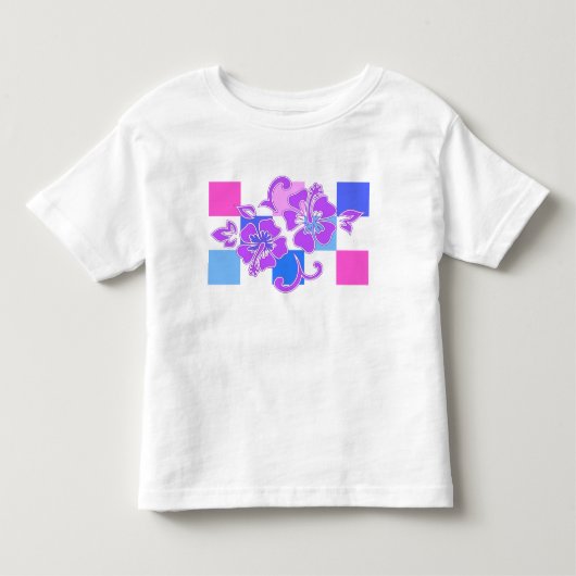 Checkerboard Hibiscus Hawaiian Floral Kinder Shirts (Voorkant)
