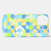 Checkerboard Hibiscus Hawaiian Floral Turq Case-Mate iPhone Case (Achterkant (horizontaal))