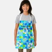 Checkerboard Hibiscus Hawaiian Floral Turquoise Schort (Insitu)