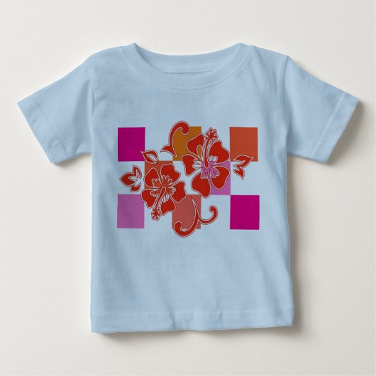 Checkerboard Hibiscus Peuter & baby T - shirts (Voorkant)
