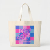 Checkerboard Hibiscus strandtassen Grote Tote Bag (Voorkant)