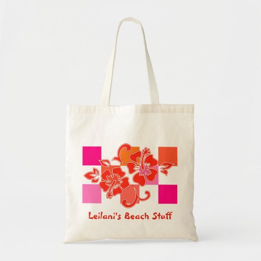 Checkerboard Hibiscus strandtassen Tote Bag (Voorkant)