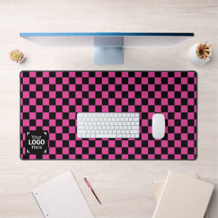 Checkerboard Hot-Pink / Black - Uw bedrijf Logo Bureaumat