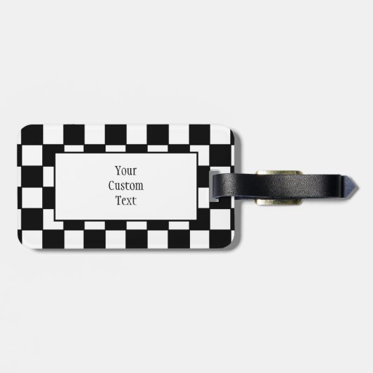 Checkerboard in zwart-wit Bagagelabel (Achterkant horizontaal)