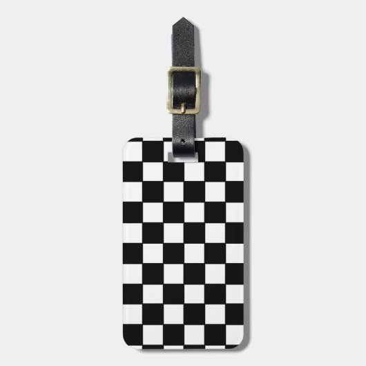 Checkerboard in zwart-wit bagagelabel (Voorkant verticaal)
