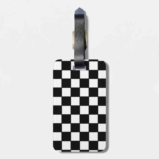 Checkerboard in zwart-wit bagagelabel (Achterkant verticaal)