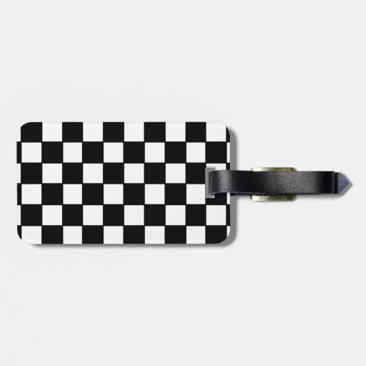 Checkerboard in zwart-wit bagagelabel (Achterkant horizontaal)
