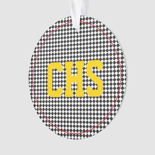 Checkerboard INITIALEN School Kleuren Sport Team Ornament (voorkant)