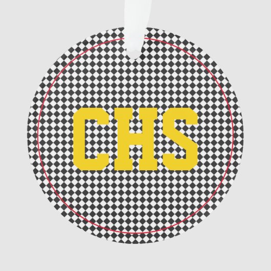 Checkerboard INITIALEN School Kleuren Sport Team Ornament (voorkant)