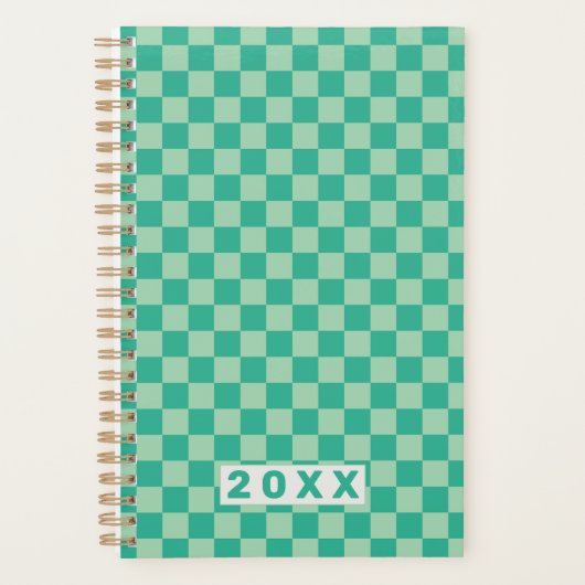 Checkerboard Jungle Green Retro Pattern 2026  Planner (Voorkant)