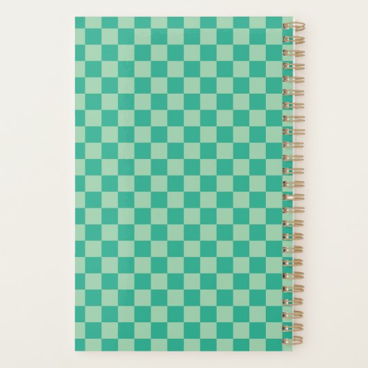 Checkerboard Jungle Green Retro Pattern 2026 Planner (Achterkant)