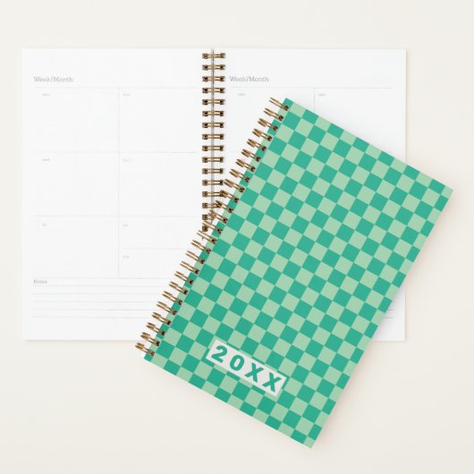 Checkerboard Jungle Green Retro Pattern 2026 Planner (Display)