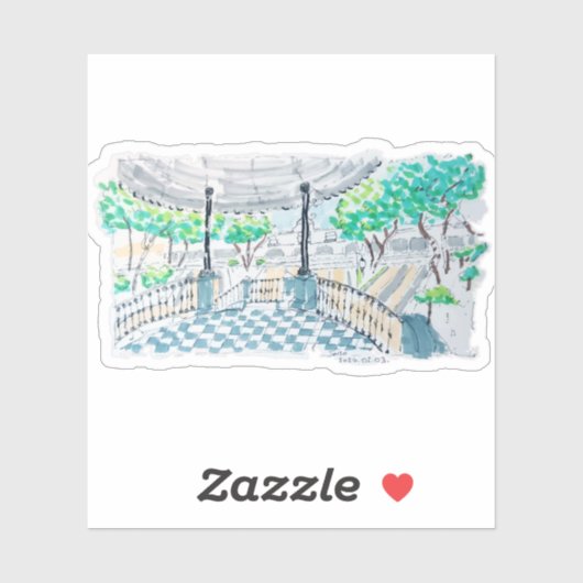 Checkerboard Kiosk Park View Sticker (Vel)