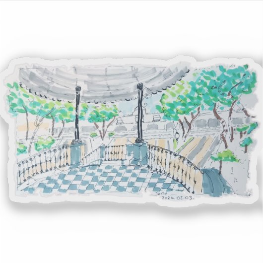 Checkerboard Kiosk Park View Sticker (Voorkant)