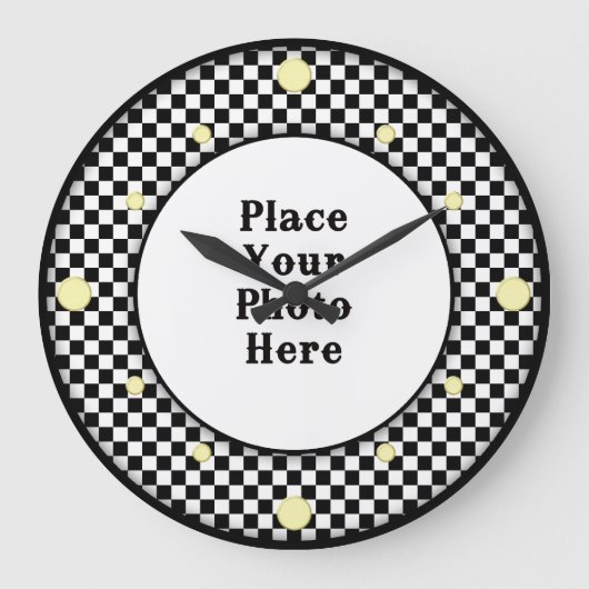 Checkerboard - Lijst - Uw fotowandklok Grote Klok (Voorkant)
