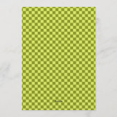 Checkerboard Lime Olive Retro Couples Baby Shower Kaart (Achterkant)