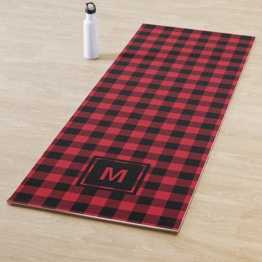 Checkerboard Masculine Plaid Pattern Monogram Yogamat (In situ)