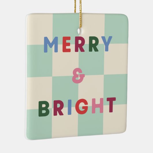 Checkerboard Merry & Bright Christmas Ornament (Rechts)