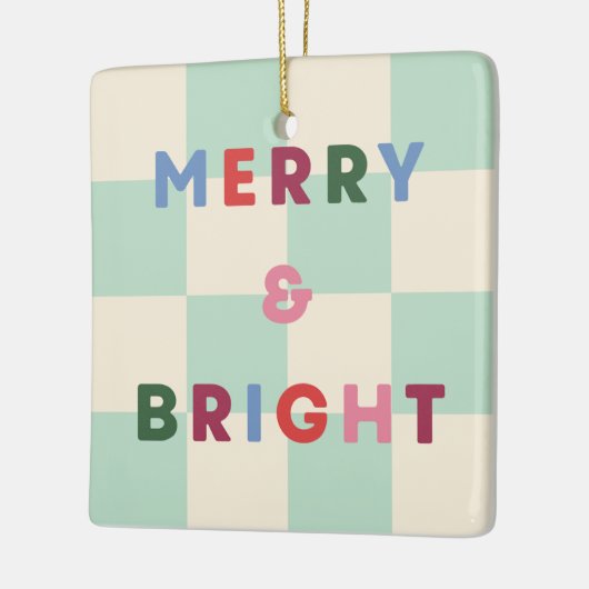 Checkerboard Merry & Bright Christmas Ornament (Links)