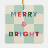 Checkerboard Merry & Bright Christmas Ornament (Voorkant)