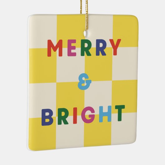 Checkerboard Merry & Bright Christmas Ornament (Rechts)