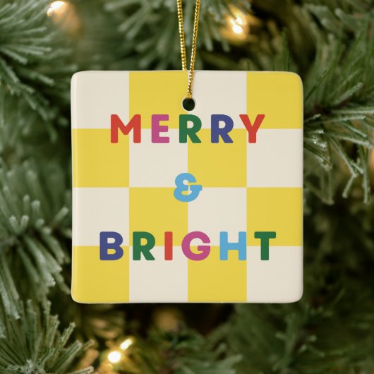 Checkerboard Merry & Bright Christmas Ornament (Boom)