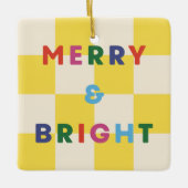 Checkerboard Merry & Bright Christmas Ornament (Voorkant)