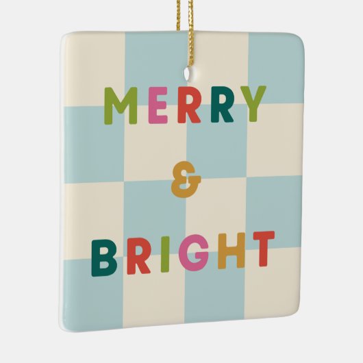 Checkerboard Merry & Bright Christmas Ornament (Rechts)