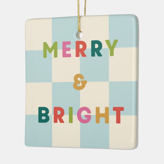 Checkerboard Merry & Bright Christmas Ornament (Links)