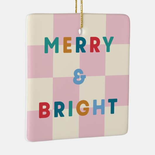 Checkerboard Merry & Bright Christmas Ornament (Rechts)