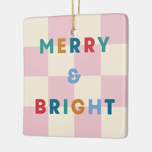 Checkerboard Merry & Bright Christmas Ornament (Links)